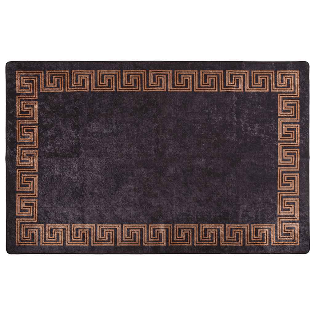 Vidaxl Teppich waschbarer Anti-Rutsch 160x230 cm Schwarz und Goldfarbe