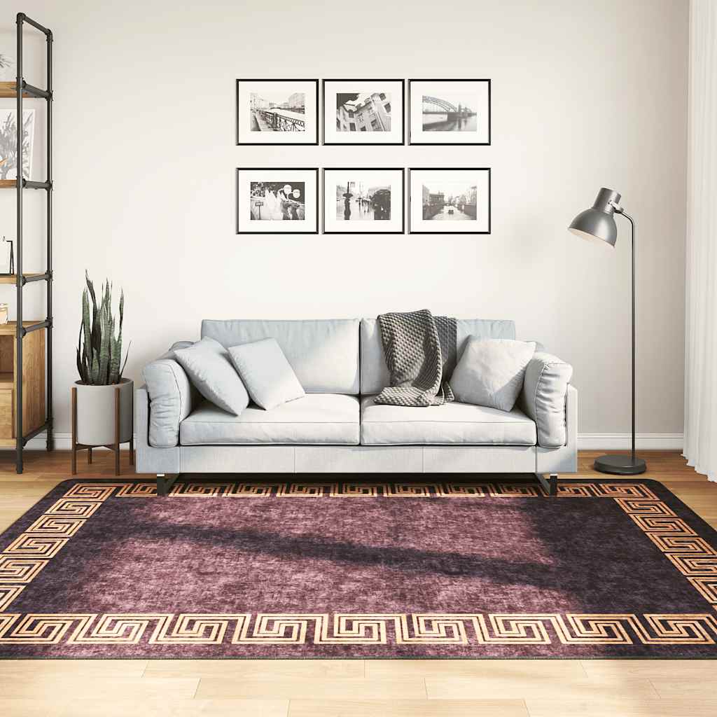Vidaxl Teppich waschbarer Anti-Rutsch 160x230 cm Schwarz und Goldfarbe