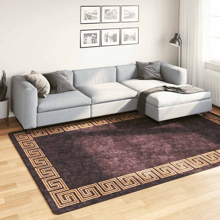 Vidaxl Teppich waschbarer Anti-Rutsch 190x300 cm Schwarz und Goldfarbe