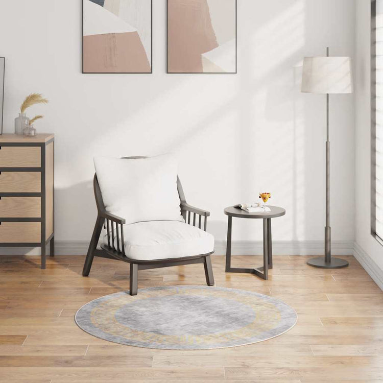 Vidaxl Teppich waschbarer Anti-Rutsch Ø120 cm Grau