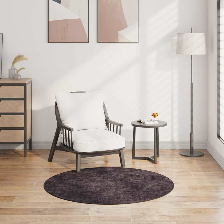 Vidaxl Teppich waschbarer Anti-Rutsch Ø120 cm Anthrazitfarben