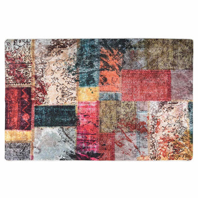Vidaxl Teppich waschbarer Anti-Schlupf-Patchwork 80x150 cm mehrfarbig