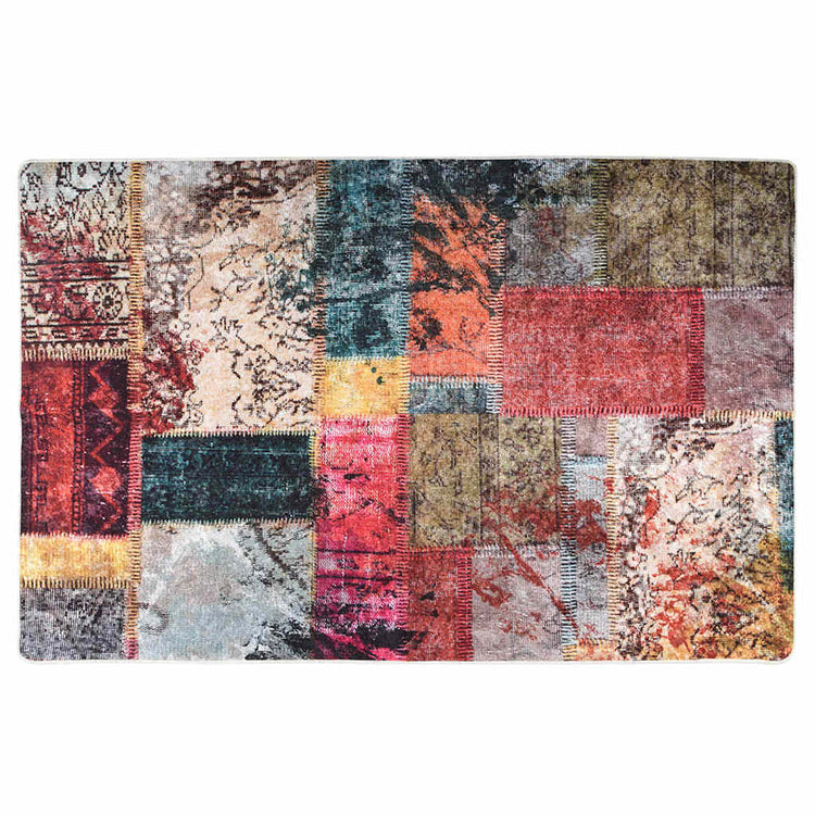 Vidaxl Teppich waschbarer Anti-Schlupf-Patchwork 80x150 cm mehrfarbig