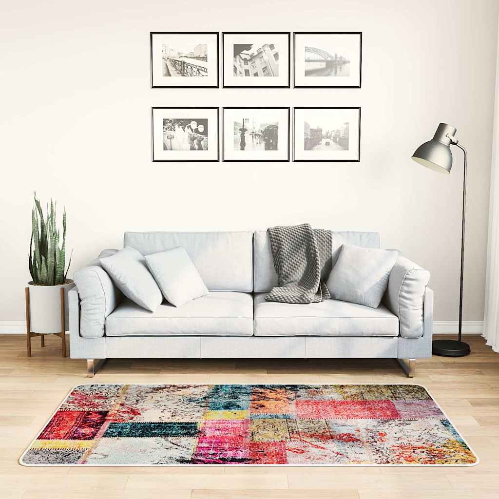 Vidaxl Teppich waschbarer Anti-Schlupf-Patchwork 80x150 cm mehrfarbig