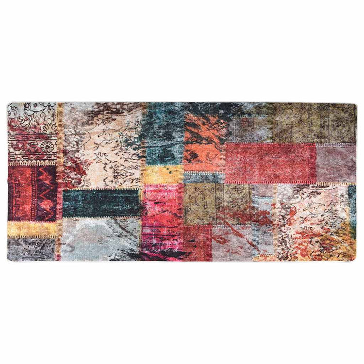 Vidaxl Teppich waschbarer Anti-Schlupf-Patchwork 80x300 cm mehrfarbig