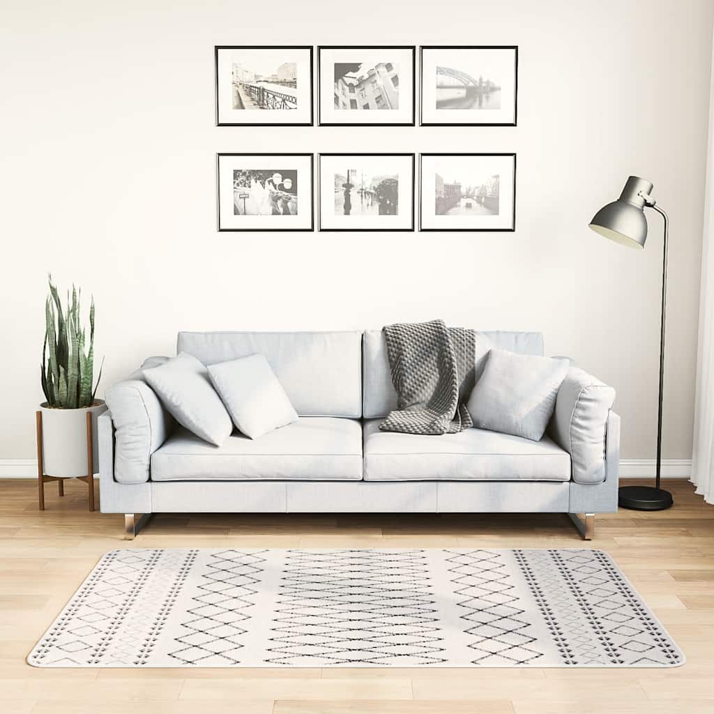 Vidaxl Teppich waschbarer Anti-Rutsch 80x150 cm Schwarz und Weiß