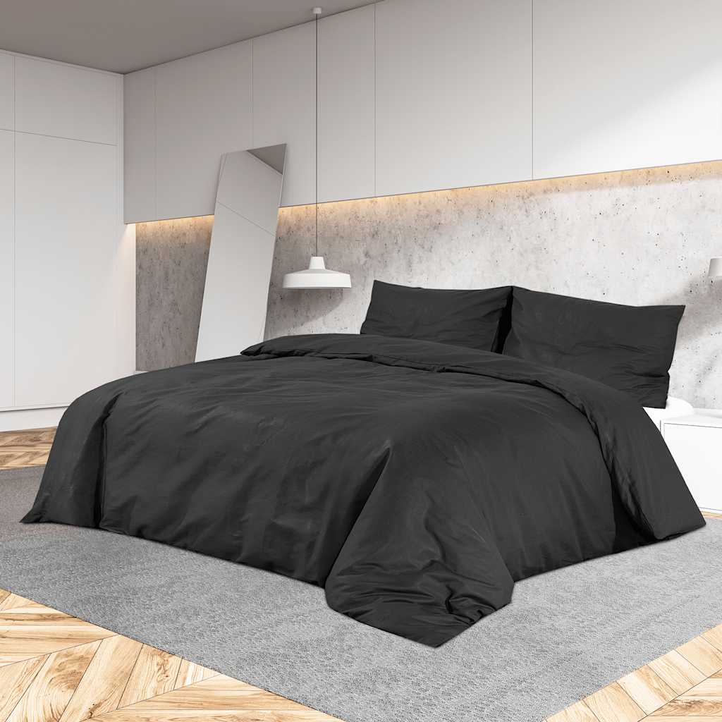 Vidaxl Duvet Overlay Set Leicht 240 x 220 cm Mikrofaserschwarz