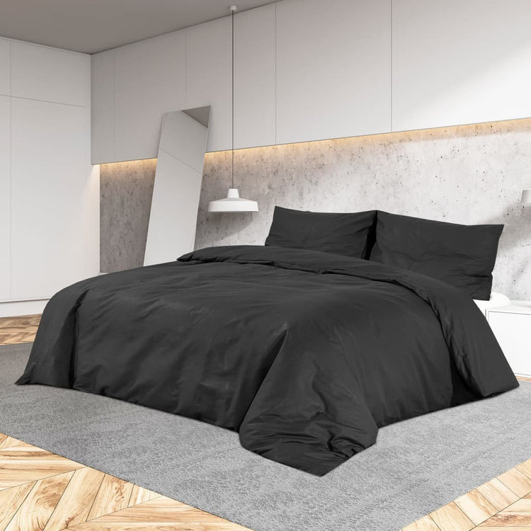 Vidaxl Duvet Overlay Set Leichtes Gewicht 200x200 cm Mikrofaserschwarz