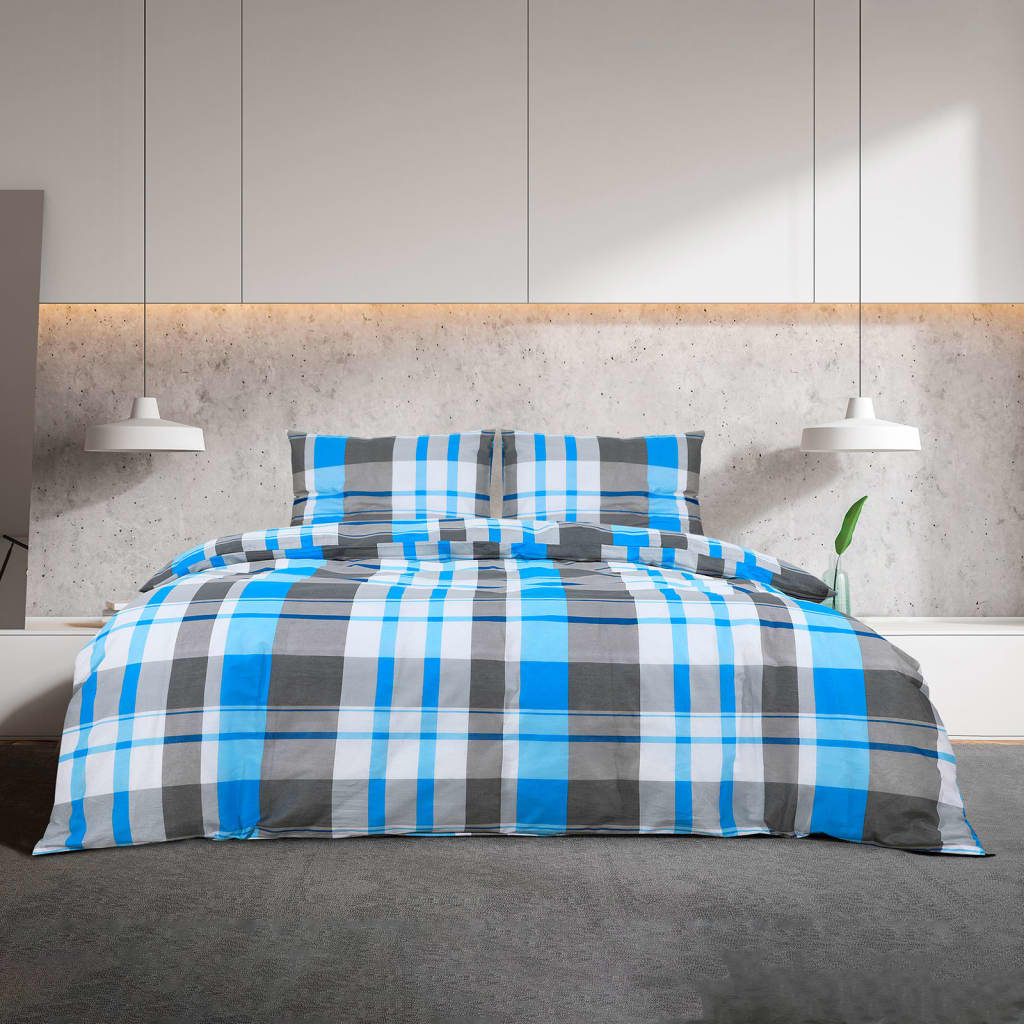 Vidaxx Bettbezug-Set 240x220 cm Baumwolle blau und grau