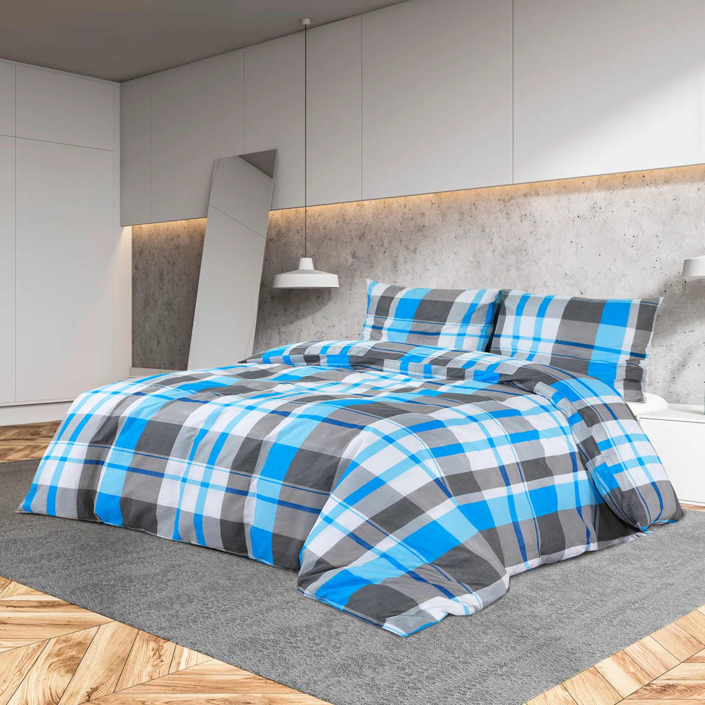 Vidaxx Bettbezug-Set 240x220 cm Baumwolle blau und grau