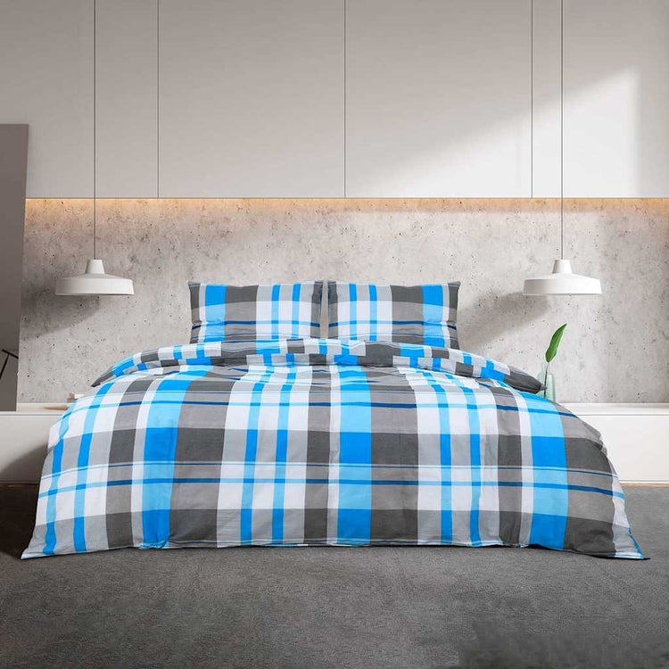 Vidaxx Bettbezug-Set 260x240 cm Baumwolle blau und grau