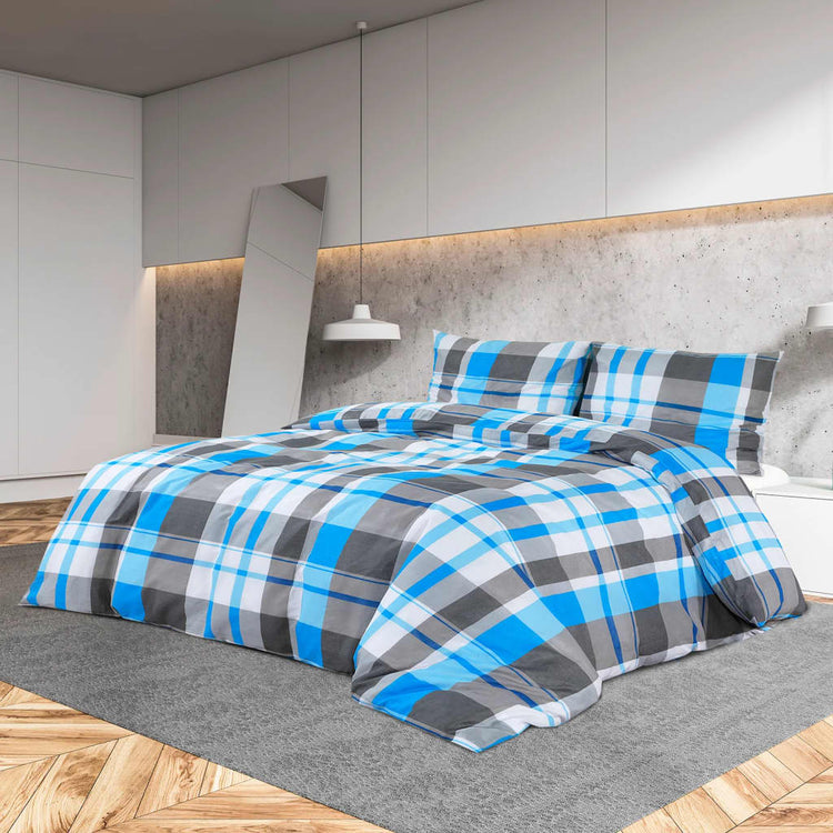 Vidaxx Bettbezug-Set 135x200 cm Baumwolle blau und grau
