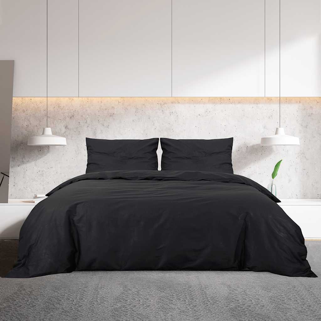 Vidaxl Duvet Overlay Set 200x200 cm Baumwollschwarz