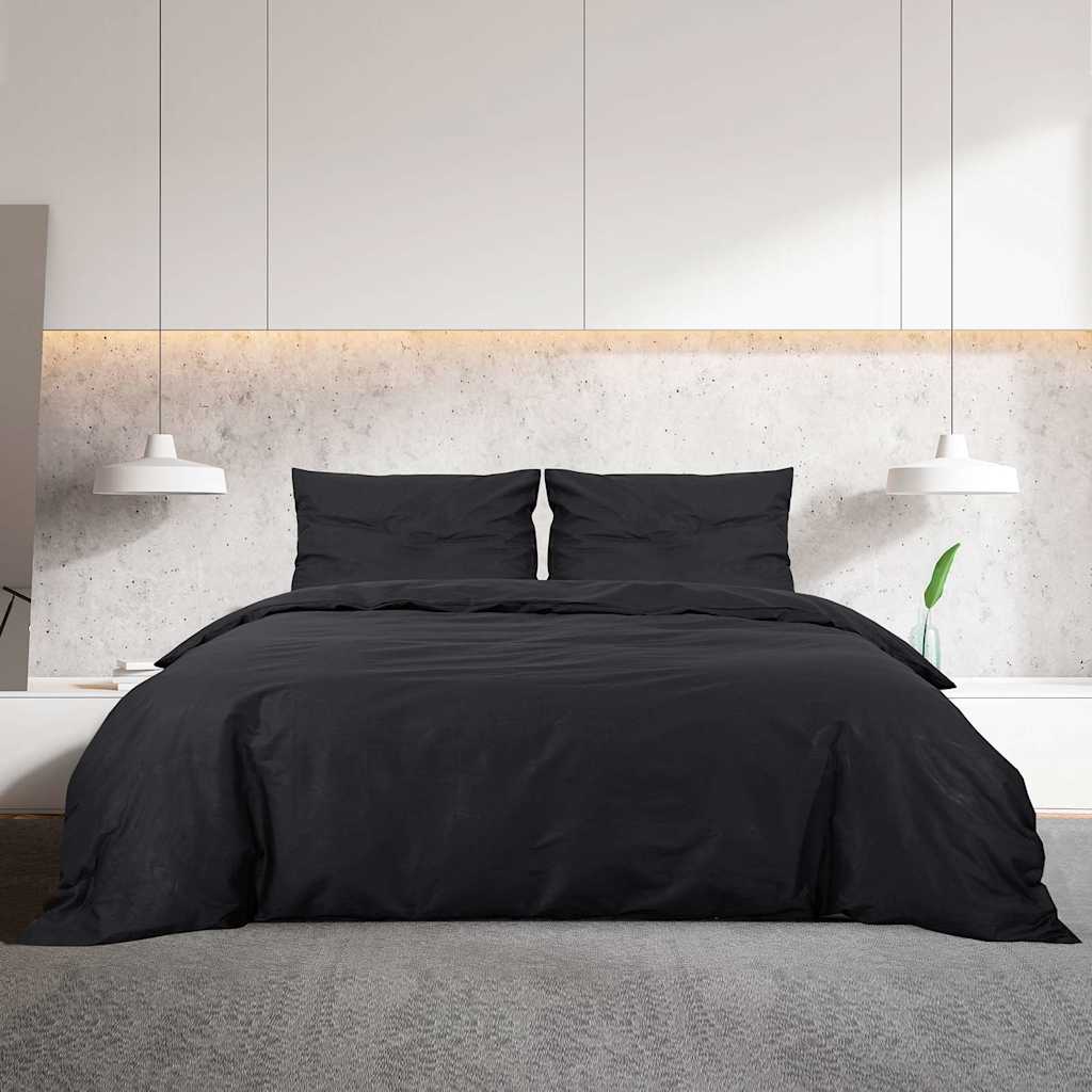Vidaxl Duvet Overray Set 200x220 cm Baumwollschwarz