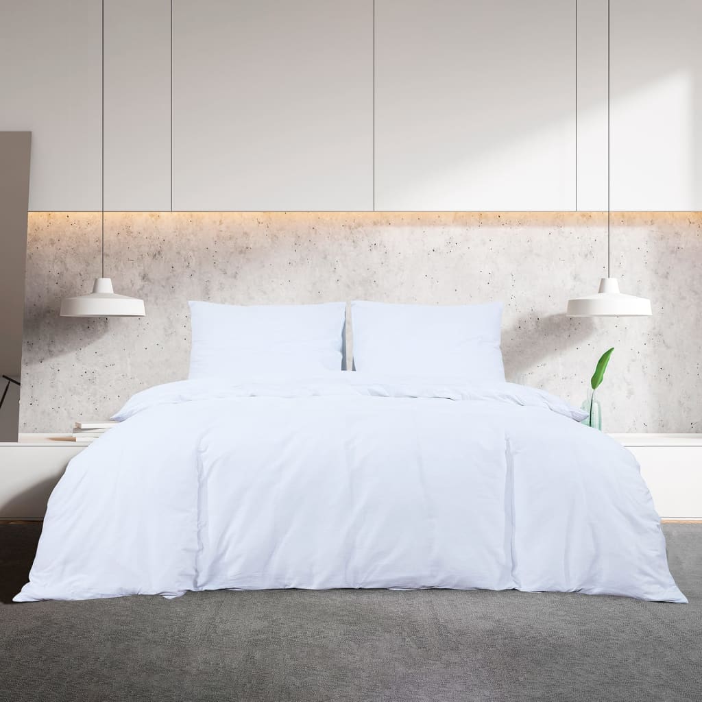 Vidaxl Duvet Overlay Set 240x220 cm Baumwoll weiß