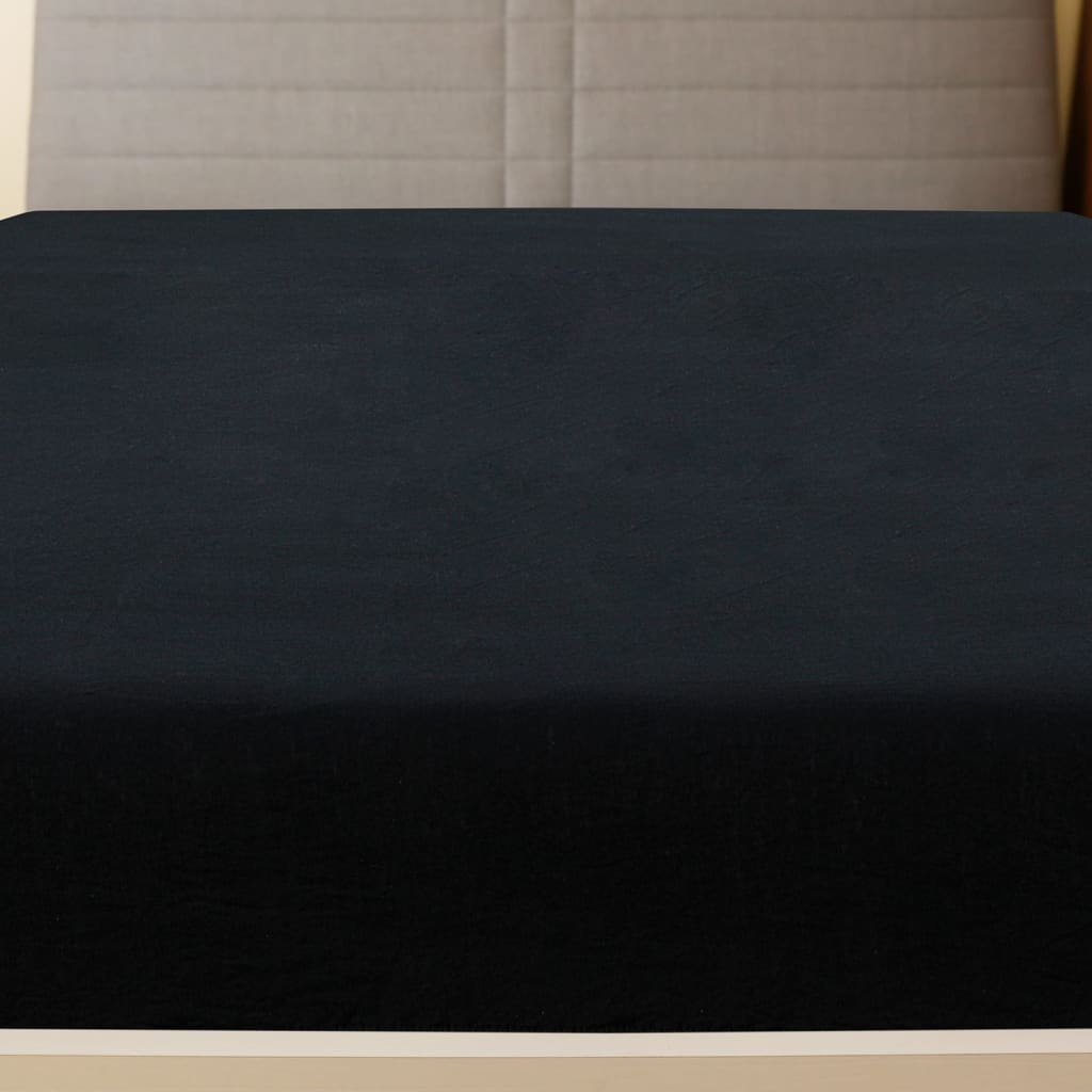 Vidaxl angepasstes Blatt Trikot 90x200 cm Baumwollschwarz