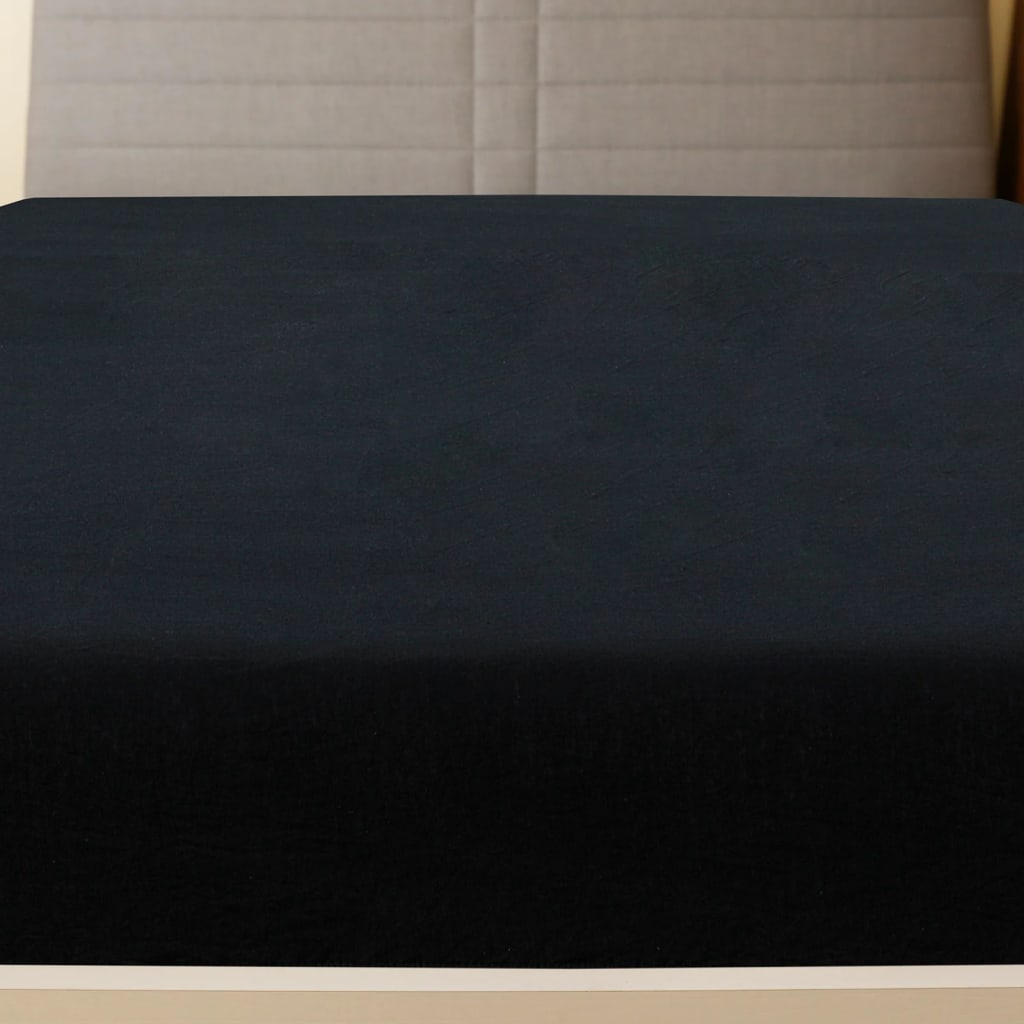 Vidaxl angepasstes Blatt Trikot 100x200 cm Baumwollschwarz