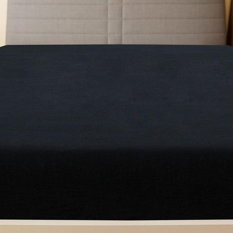 Vidaxl angepasstes Blatt Trikot 140x200 cm Baumwollschwarz