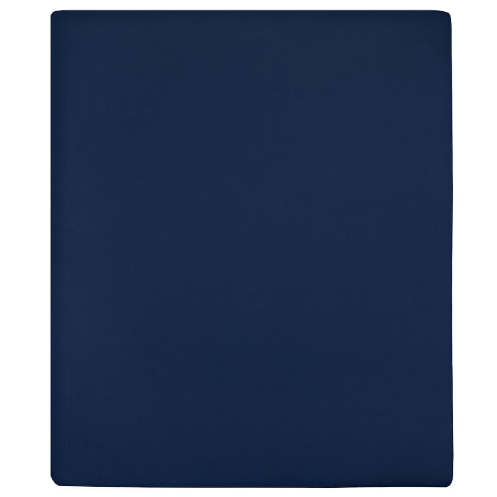 Vidaxl ausgestattete Blätter 2 St Jersey 140x200 cm Baumwoll Marine Blau