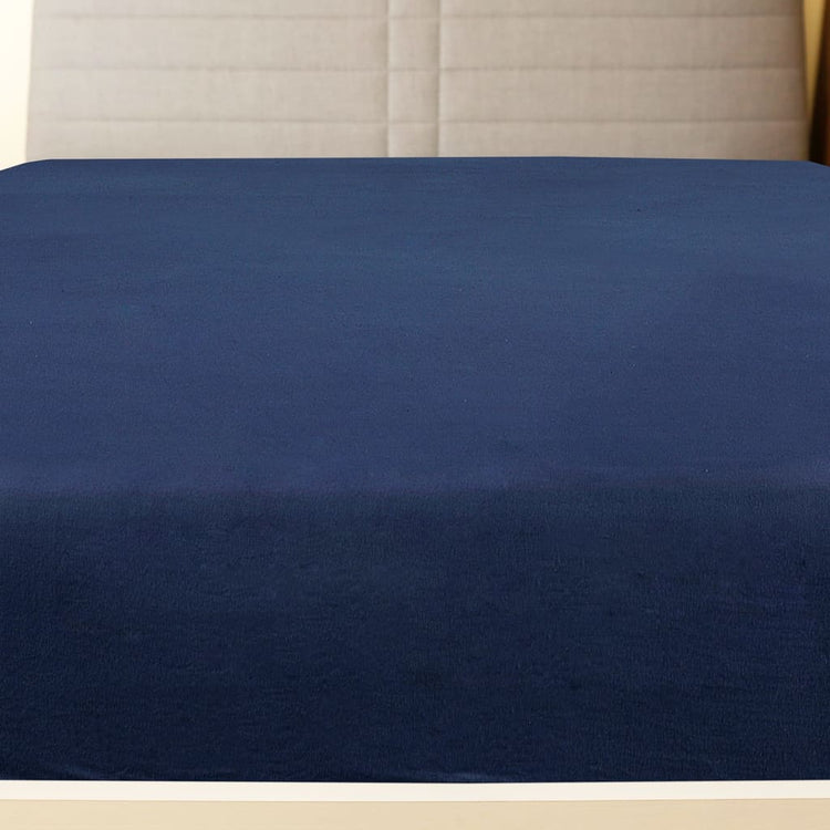 Vidaxl ausgestattete Blätter 2 St Jersey 140x200 cm Baumwoll Marine Blau