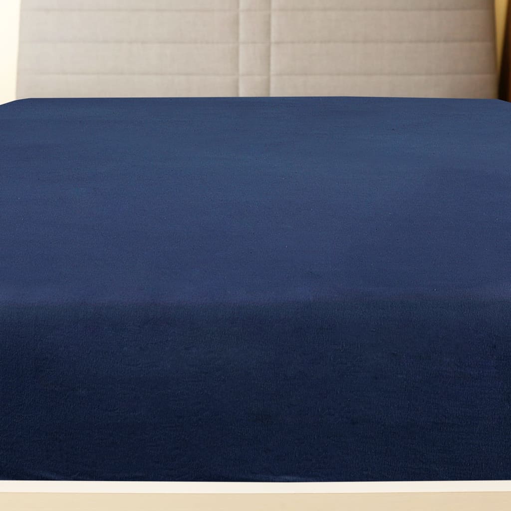 VIDAXL STADTE SHEITS 2 ST JERSEY 160X200 CM COTWON MARINEBLAUW