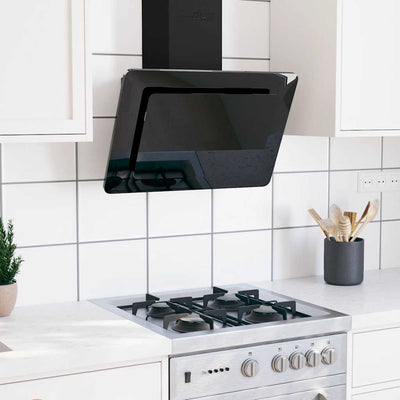 Vidaxl Wandextraktionshaube 60 cm Edelstahl und gehärtetes Glas schwarz
