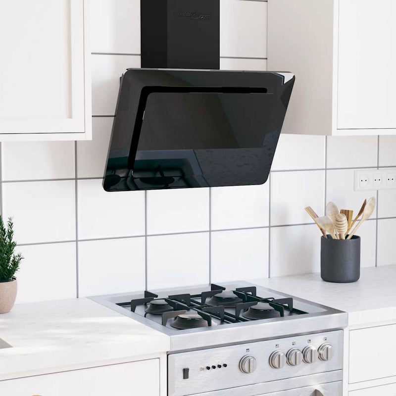 Vidaxl Wandextraktionshaube 60 cm Edelstahl und gehärtetes Glas schwarz
