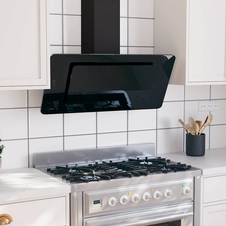 Vidaxl Wandextraktionshaube 90 cm Edelstahl und gehärtetes Glas schwarz