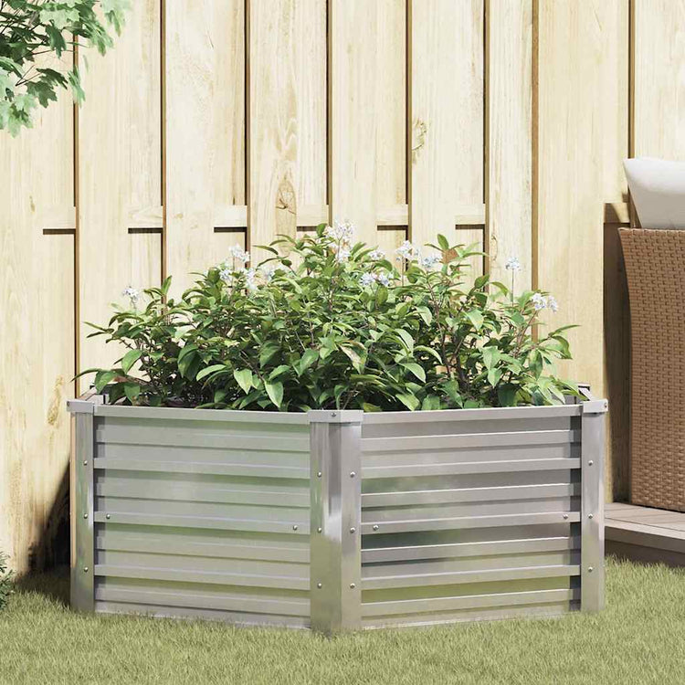 Vidaxl -Pflanzer erhöht 129 x 45 cm verzinkter Stahl Silberfarbe