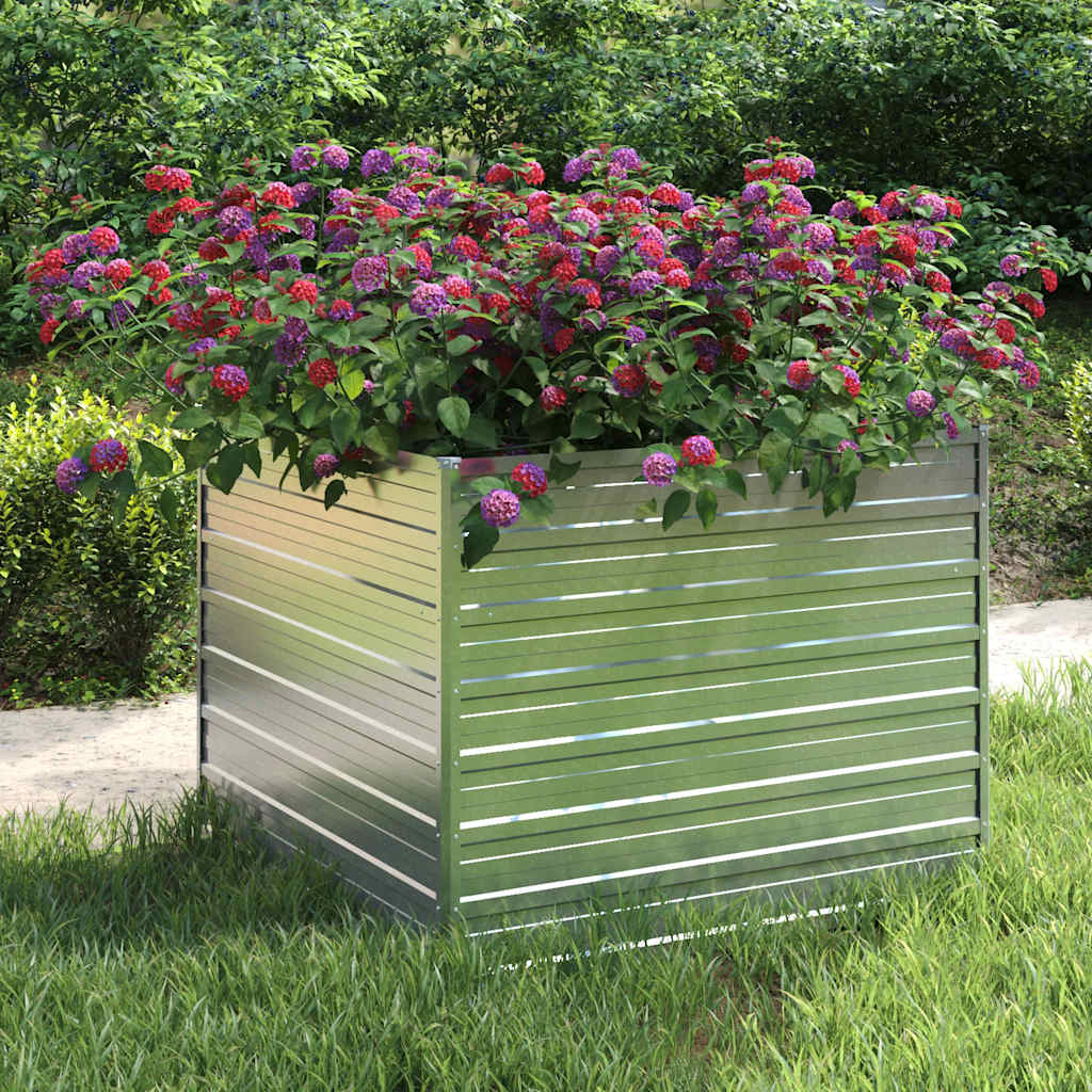 VIDAXL -Pflanzer erhoben 100x100x77 cm verzinktes Stahl Silber