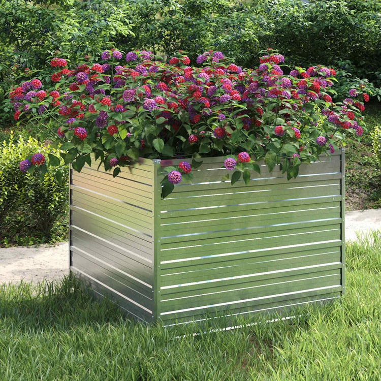 VIDAXL -Pflanzer erhoben 100x100x77 cm verzinktes Stahl Silber