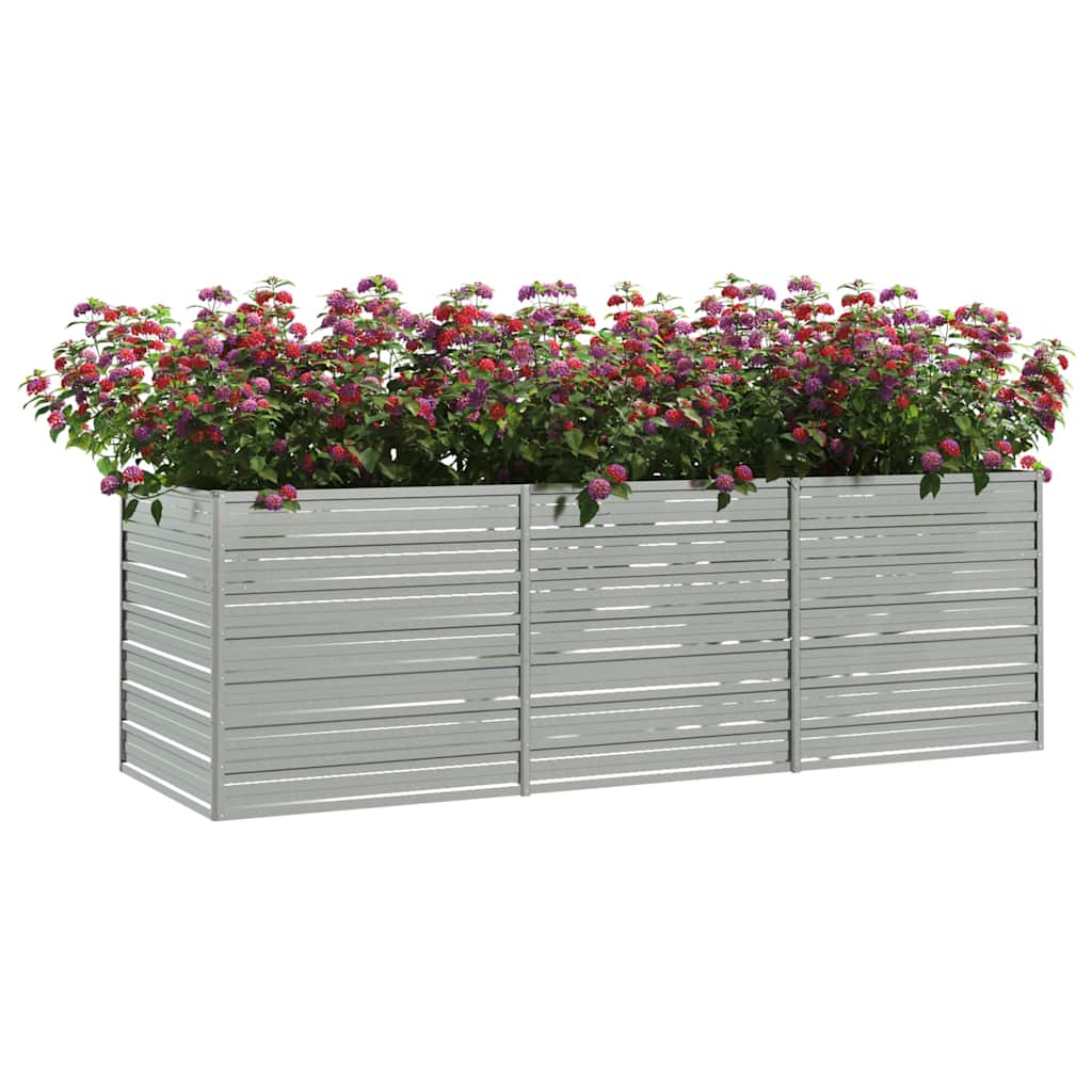 Vidaxl -Pflanzer erhöht 240 x 80 x 77 cm verzinktes Stahl Silber