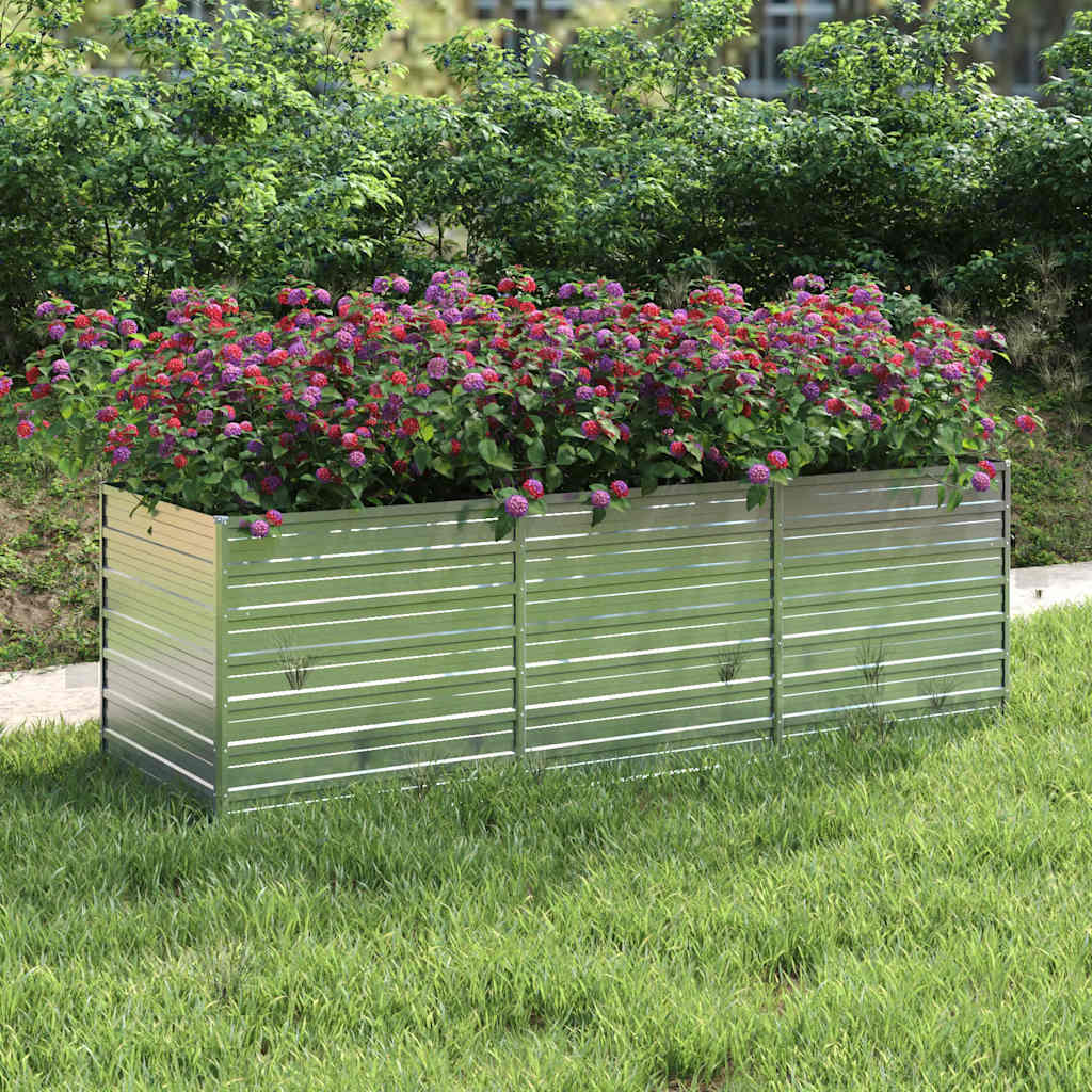 Vidaxl -Pflanzer erhöht 240 x 80 x 77 cm verzinktes Stahl Silber