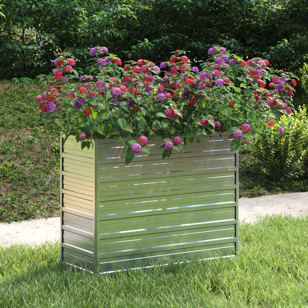 VIDAXL -Pflanzer erhoben 100 x 40 x 77 cm verzinktes Stahl Silber