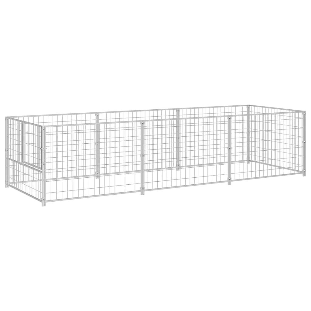 Vidaxl -Hund Kennel 3 m² Stahl Silberfarbe