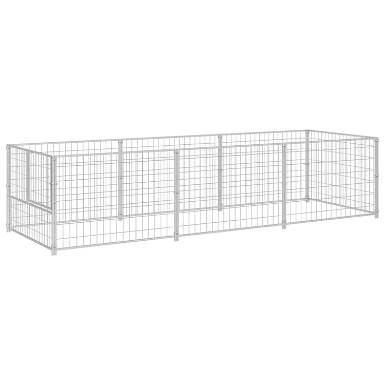 Vidaxl -Hund Kennel 3 m² Stahl Silberfarbe