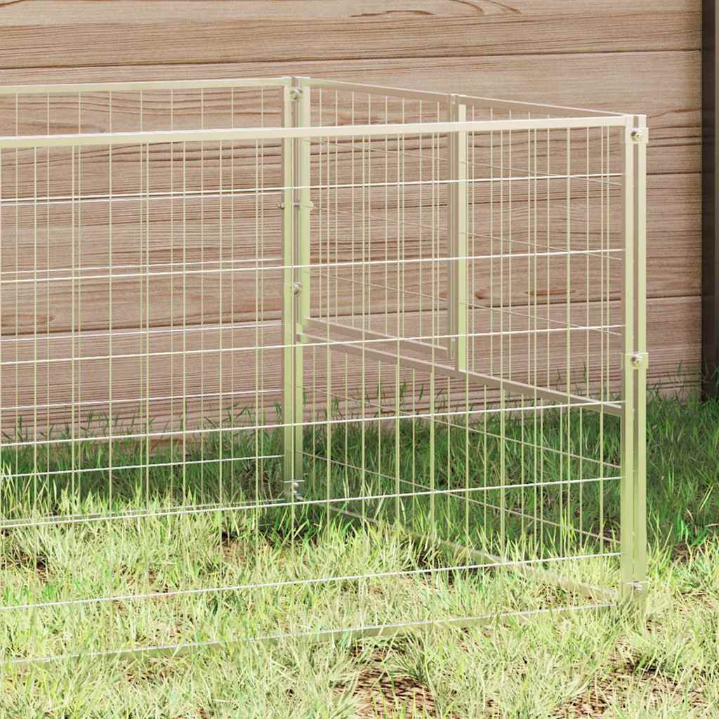 Vidaxl -Hund Kennel 3 m² Stahl Silberfarbe
