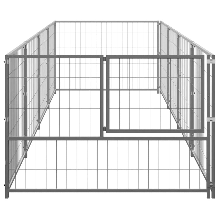 Vidaxl -Hund Kennel 4 m² Stahl Silberfarbe