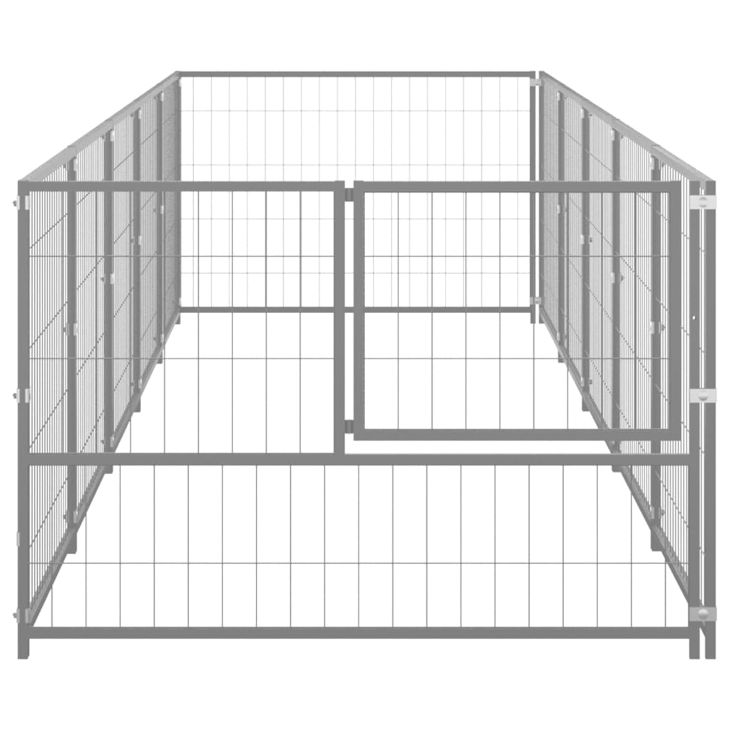 Vidaxl -Hund Kennel 5 m² Stahl Silberfarbe