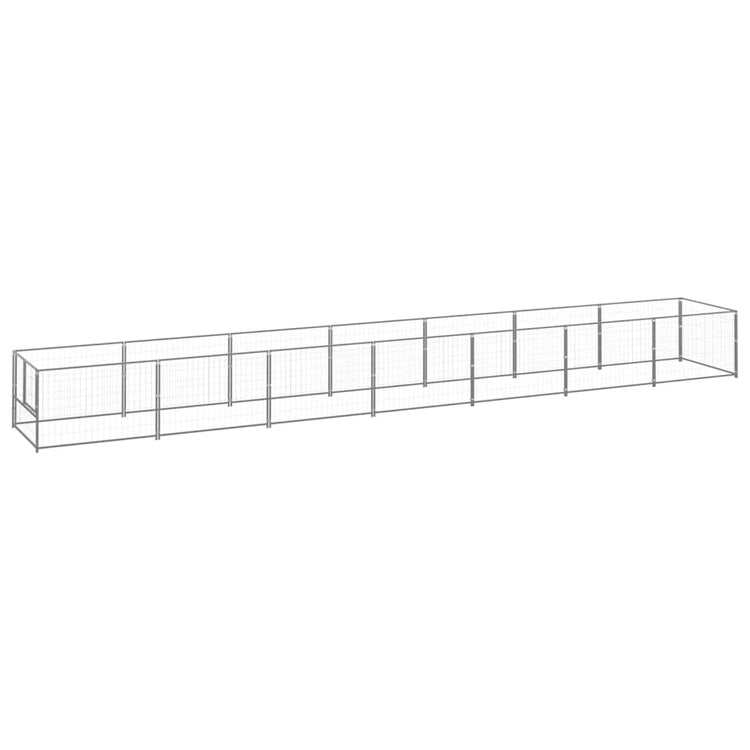 Vidaxl -Hunde Zwinger 7 m² Stahl Silberfarbe