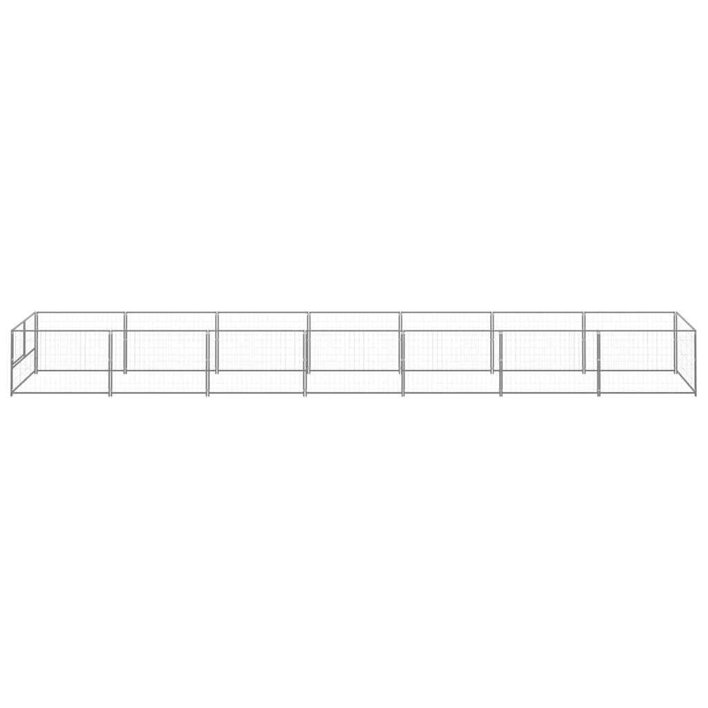 Vidaxl -Hunde Zwinger 7 m² Stahl Silberfarbe