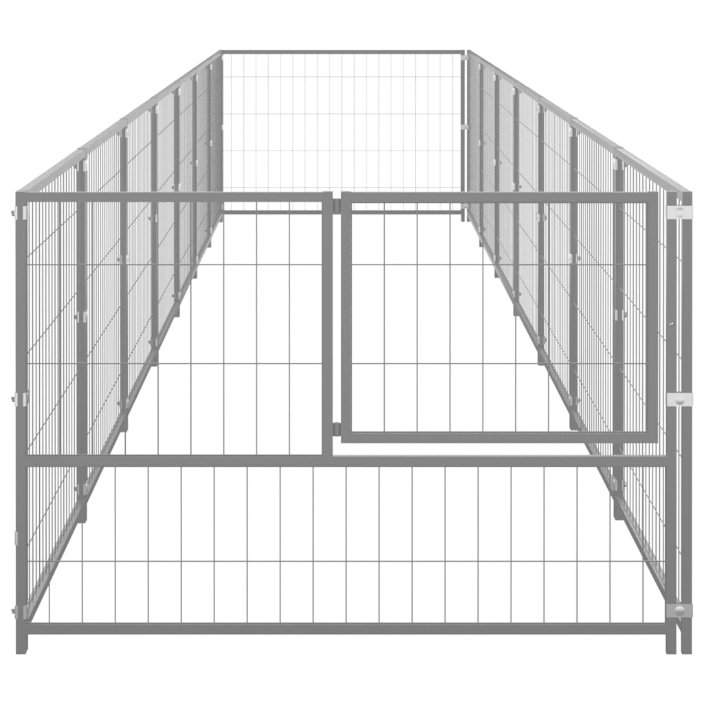 Vidaxl -Hunde Zwinger 7 m² Stahl Silberfarbe