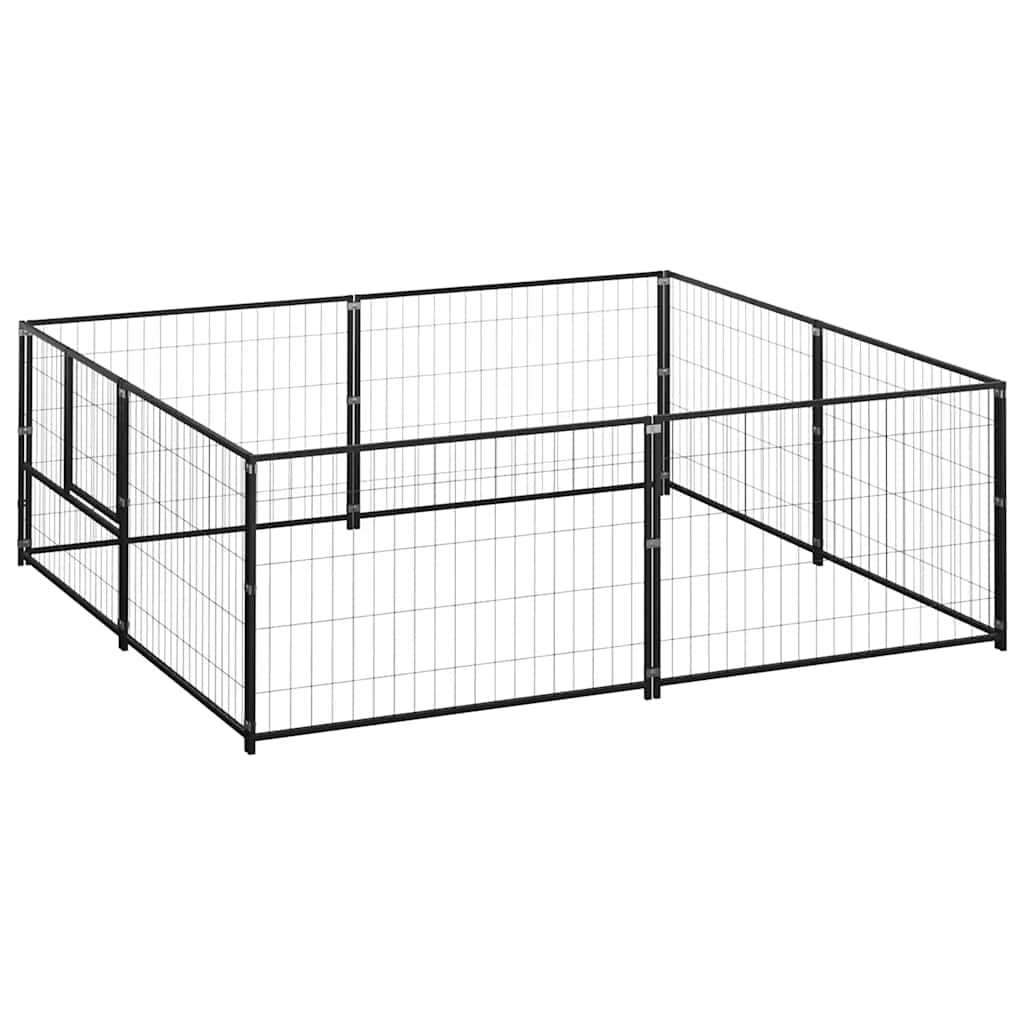 Vidaxl -Hund Kennel 4 m² Stahlschwarz