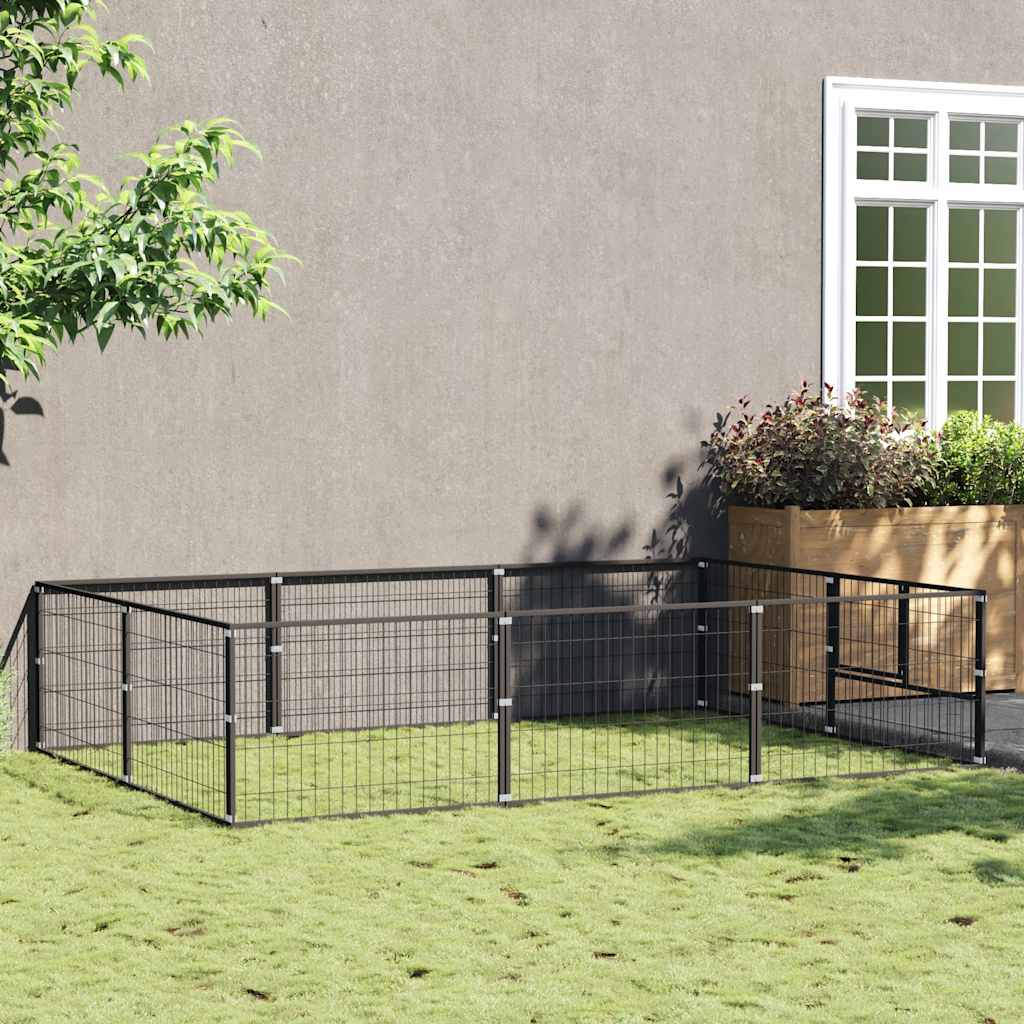 Vidaxl -Hund Kennel 6 m² Stahlschwarz