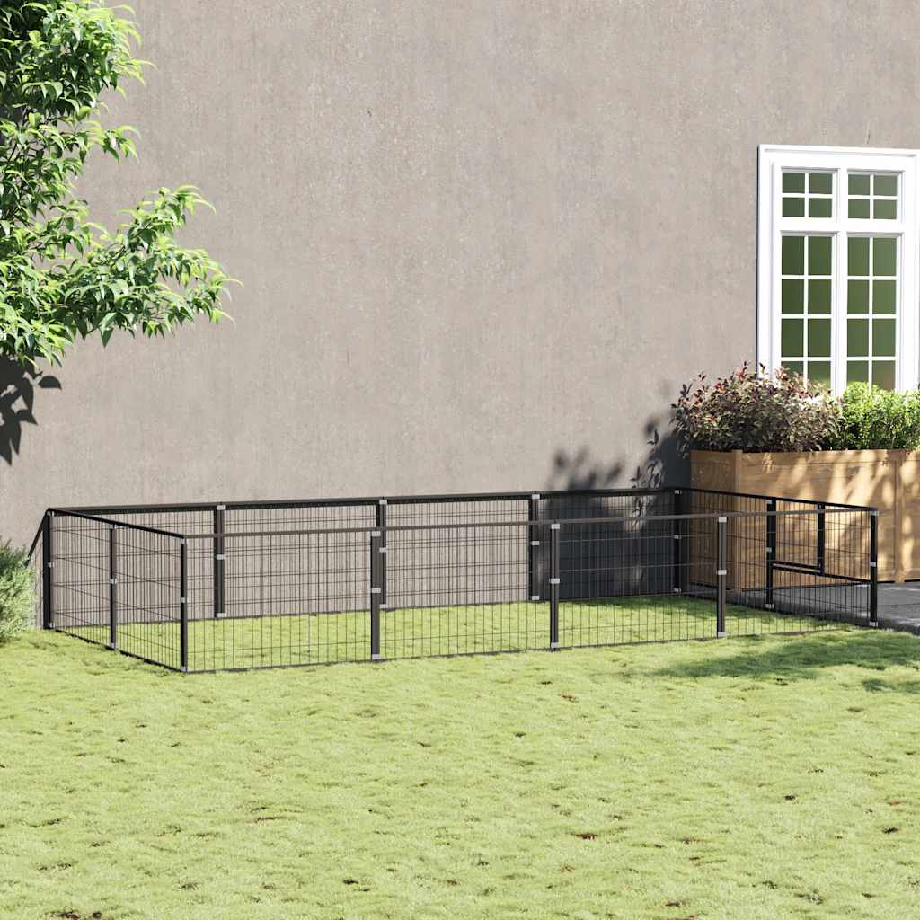 Vidaxl -Hund Zwinger 8 m² Stahlschwarz