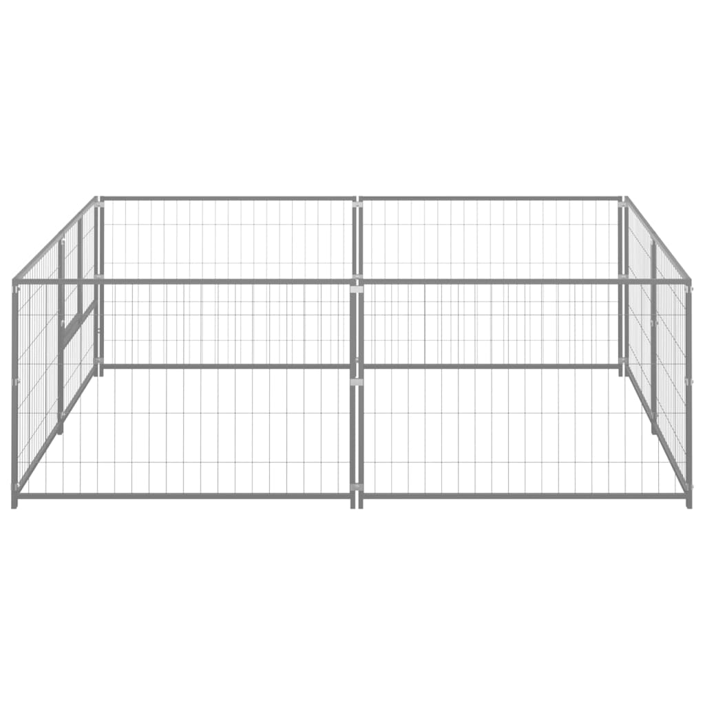 Vidaxl -Hund Kennel 4 m² Stahl Silberfarbe