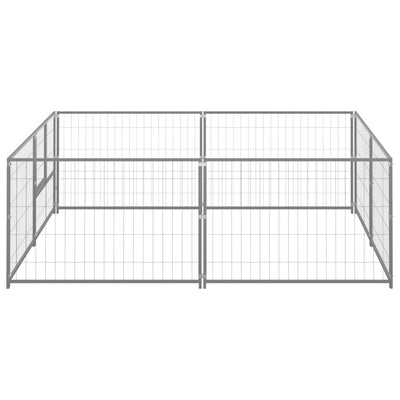 Vidaxl -Hund Kennel 4 m² Stahl Silberfarbe