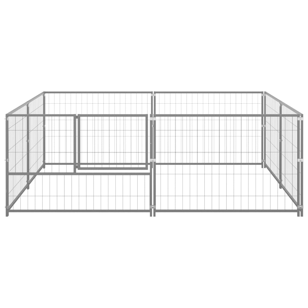Vidaxl -Hund Kennel 4 m² Stahl Silberfarbe