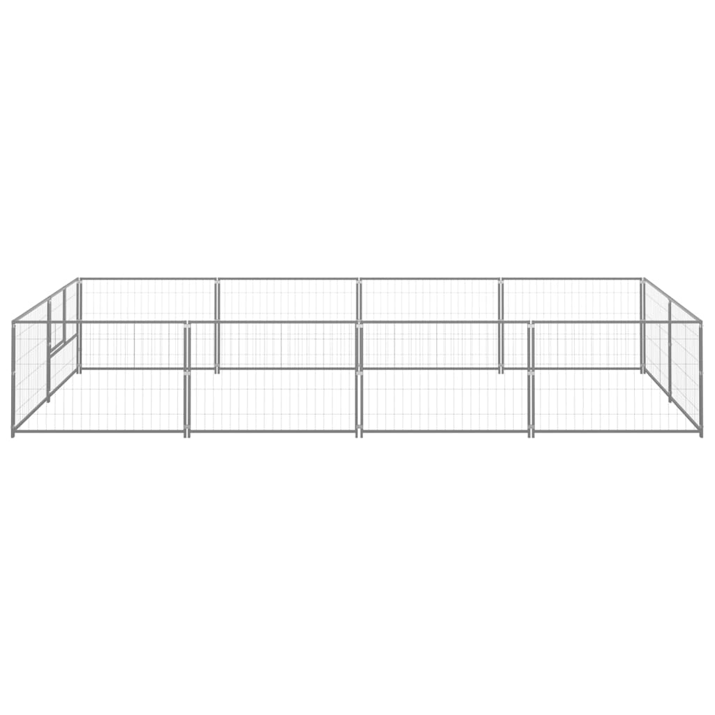 Vidaxl -Hundezwinger 8 m² Stahl Silberfarbe