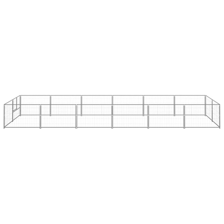 Vidaxl -Hunde Zwinger 12 m² Stahl Silberfarbe